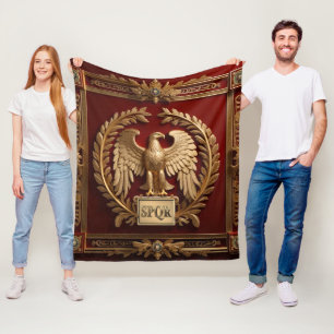 Gouden Romeinse keizerarend boven rood nr. 4 Fleece Deken