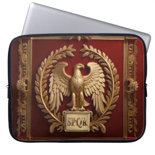Gouden Romeinse keizerarend boven rood nr. 4 Laptop Sleeve