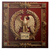 Gouden Romeinse keizerarend boven rood nr. 4 Tegeltje (Voorkant)
