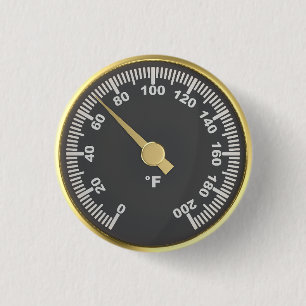 Gouden ronde thermometer button 3,2 cm