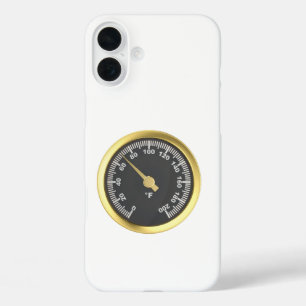 Gouden ronde thermometer iPhone 16 plus hoesje
