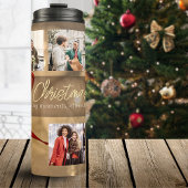 Gouden Rood 5 Fotosjabloon Stijlvolle Kerstmis Thermosbeker