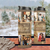 Gouden Rood 5 Fotosjabloon Stijlvolle Kerstmis Thermosbeker