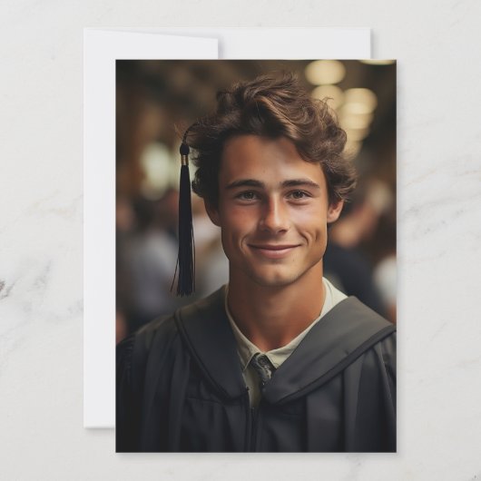 Gouden Rood Aangepaste Foto Afstuderen Ceremonie Kaart (Achterkant)