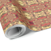 Gouden Rood Afrikaans Print Art Design Cadeaupapier (Rol Hoek)