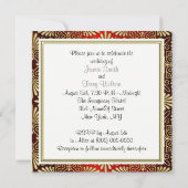 Gouden Rood Art Deco Damask bruiloft uitnodiging (Achterkant)