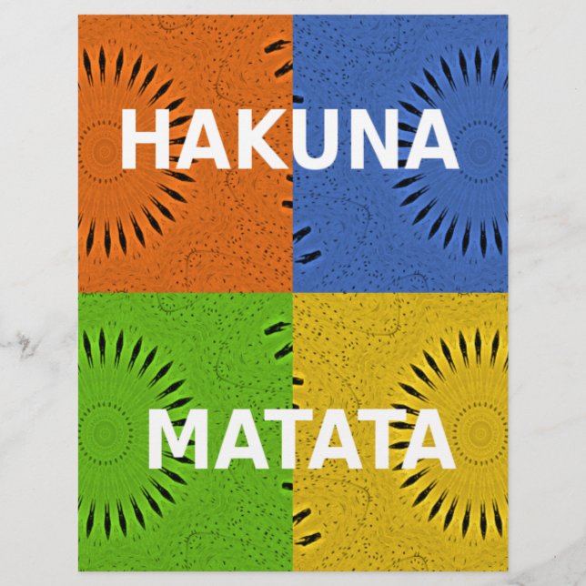 Gouden Rood Blauw Groen Hakuna Matata Vector Ontwe (Voorkant)