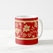 Gouden Rood Bloemendecoratie Mok (Voorkant rechts)