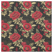 Gouden Rood Bloemwerk Stof (Swatch)