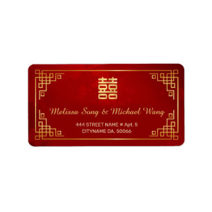 Gouden Rood Chinees Huwelijk Label