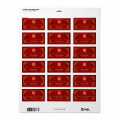 Gouden Rood Chinees Huwelijk Label (Full Sheet)