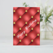 Gouden rood diamant gepluimde romantische verjaard (Staand voorkant)