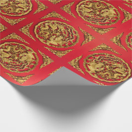 Gouden Rood Draak Phoenix Chinees Huwelijksgunstbe Cadeaupapier