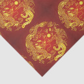 Gouden Rood Draak Phoenix Chinees Huwelijksgunstbe Tissuepapier (Detail)