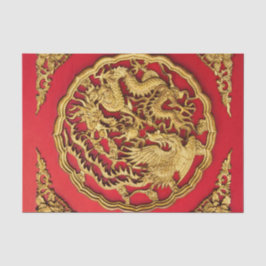 Gouden Rood Draak Phoenix Chinees Huwelijksgunstbe Tissuepapier
