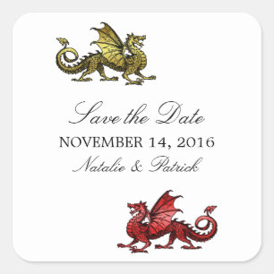 Gouden Rood Draak Save the Date Stickers