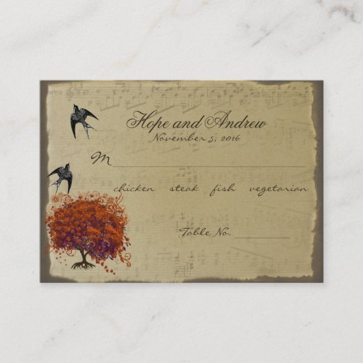Gouden Rood Hart Blad Plaatskaart Menu Selectie Plaatskaartje (Voorkant)