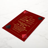 Gouden Rood Monogram Speelkaart Trouw Uitnodiging (Gedraaid)