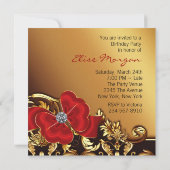 Gouden Rood Zwarte Hoge Hak Schoen Verjaardagsfees Kaart (Achterkant)