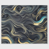 Gouden rook wervelt op zwart cadeaupapier (Vlak)