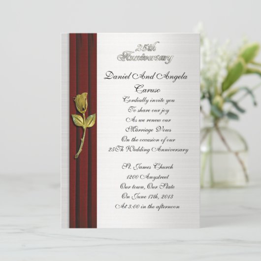 Gouden roos, 25e Jubileum gelofte verlenging Kaart (Staand voorkant)