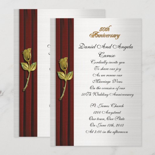 Gouden roos, 50e Jubileum gelofte verlenging Kaart (Voorkant / Achterkant)
