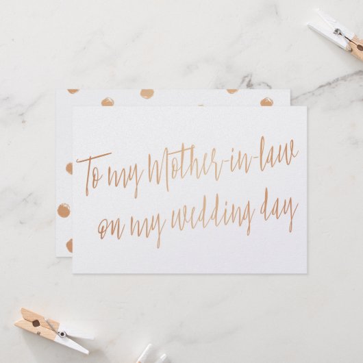 Gouden Roos "Aan mijn schoonmoeder op mijn trouwda Kaart (Voorkant / Achterkant in situ)