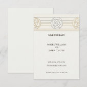 Gouden Roos Art Deco Bewaar De Datum Save The Date (Voorkant / Achterkant)