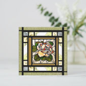 Gouden Roos Art Deco Glas in lood Kaart (Staand voorkant)