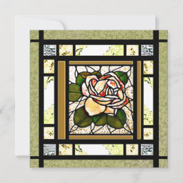 Gouden Roos Art Deco Glas in lood Kaart