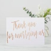 Gouden Roos "Bedankt dat je met ons bent getrouwd" Bedankkaart (Staand voorkant)