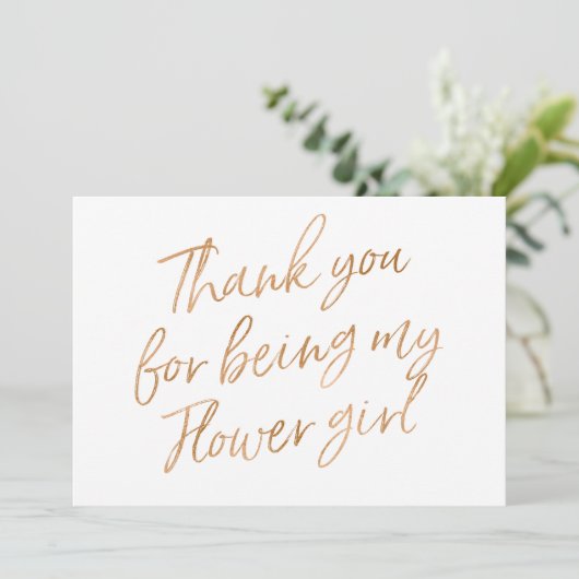 Gouden Roos "Bedankt dat je mijn bloemenmeisje ben Bedankkaart (Staand voorkant)