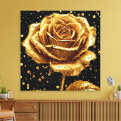 Gouden roos bloem canvas afdruk (Insitu (Woonkamer))