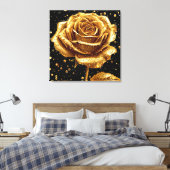 Gouden roos bloem canvas afdruk (Insitu (Slaapkamer))