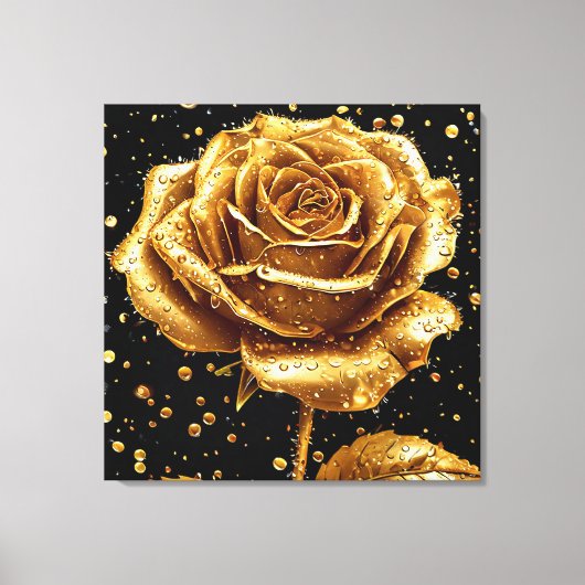 Gouden roos bloem canvas afdruk (Voorkant)
