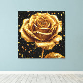 Gouden roos bloem canvas afdruk (Insitu (Houten vloer))