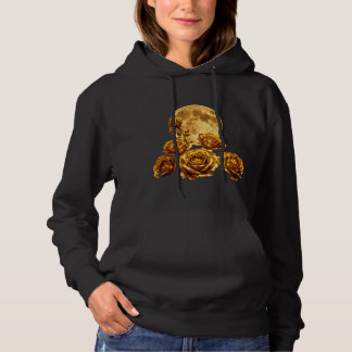 Gouden Roos Bloemen & Volle Maan Hemelse Luxe G Hoodie