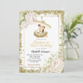 Gouden Roos Charra Meisje Verjaardag en Doop Kaart (Staand voorkant)
