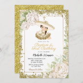 Gouden Roos Charra Meisje Verjaardag en Doop Kaart (Voorkant / Achterkant)