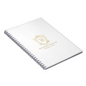 Gouden Roos Crest Kroon Rollen Monogram Notitieboek (Rechterzijde)