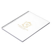 Gouden Roos Crest Kroon Rollen Monogram Notitieboek (Linkerzijde)