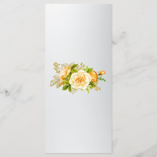 Gouden Roos Elegantie Zilveren Bruiloft Menu (Achterkant)