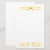 Gouden Roos en bladeren Briefpapier (Voorkant / Achterkant)