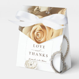 Gouden roos en trouwringen bedankdoosjes