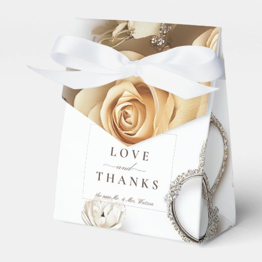 Gouden roos en trouwringen bedankdoosjes (Voorkant Zijde)