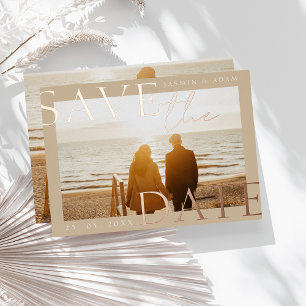 Gouden Roos Folie Foto Save the Date Kaart