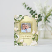 Gouden Roos Foto 50ste Huwelijksverjaardag Feest Kaart (Staand voorkant)