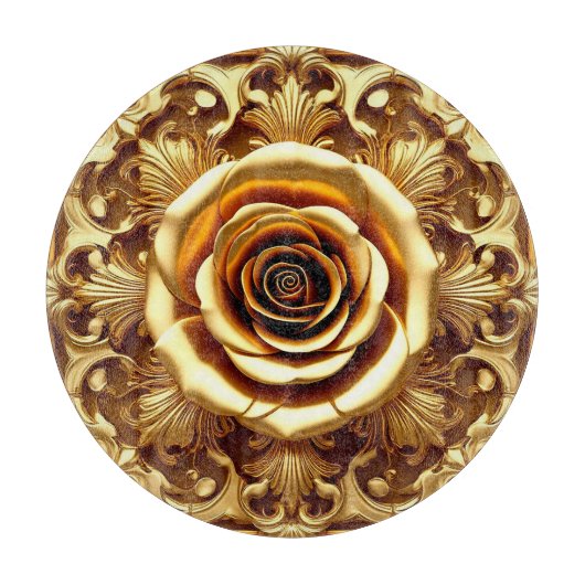 Gouden Roos Frame Luxe Keuken Stijl Snijplank (Voorkant)