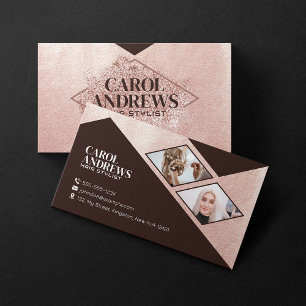 Gouden Roos Glitter Haarstylist Kapsalon Visitekaartje