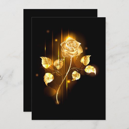 Gouden roos ( goud roos ) bedankkaart (Voorkant / Achterkant)